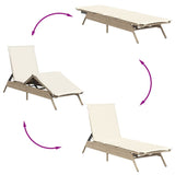 Chaises longues lot de 2 avec table beige résine tressée