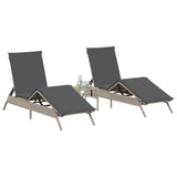 Chaises longues lot de 2 avec table gris clair résine tressée