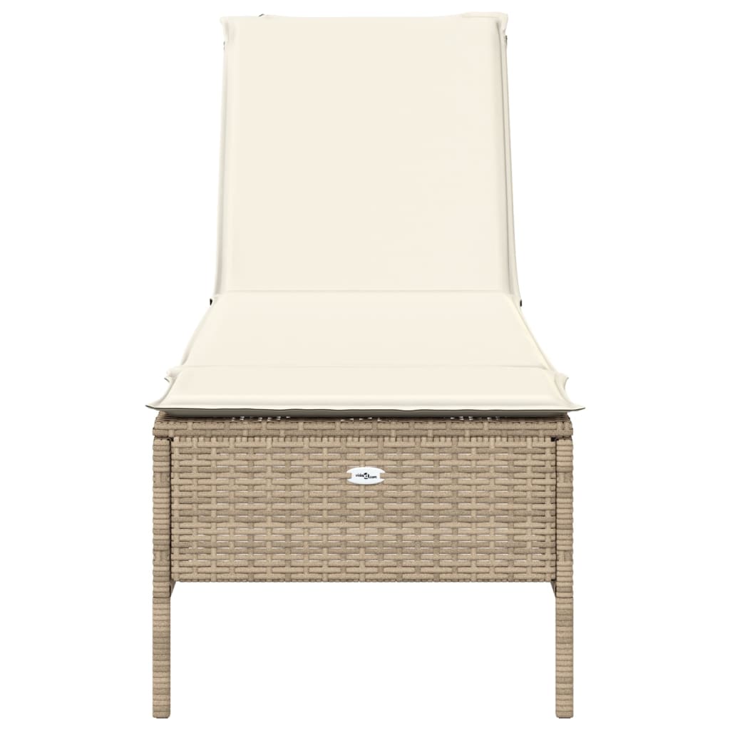 Chaise longue avec coussin beige résine tressée