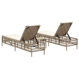 Chaises longues lot de 2 avec table beige résine tressée