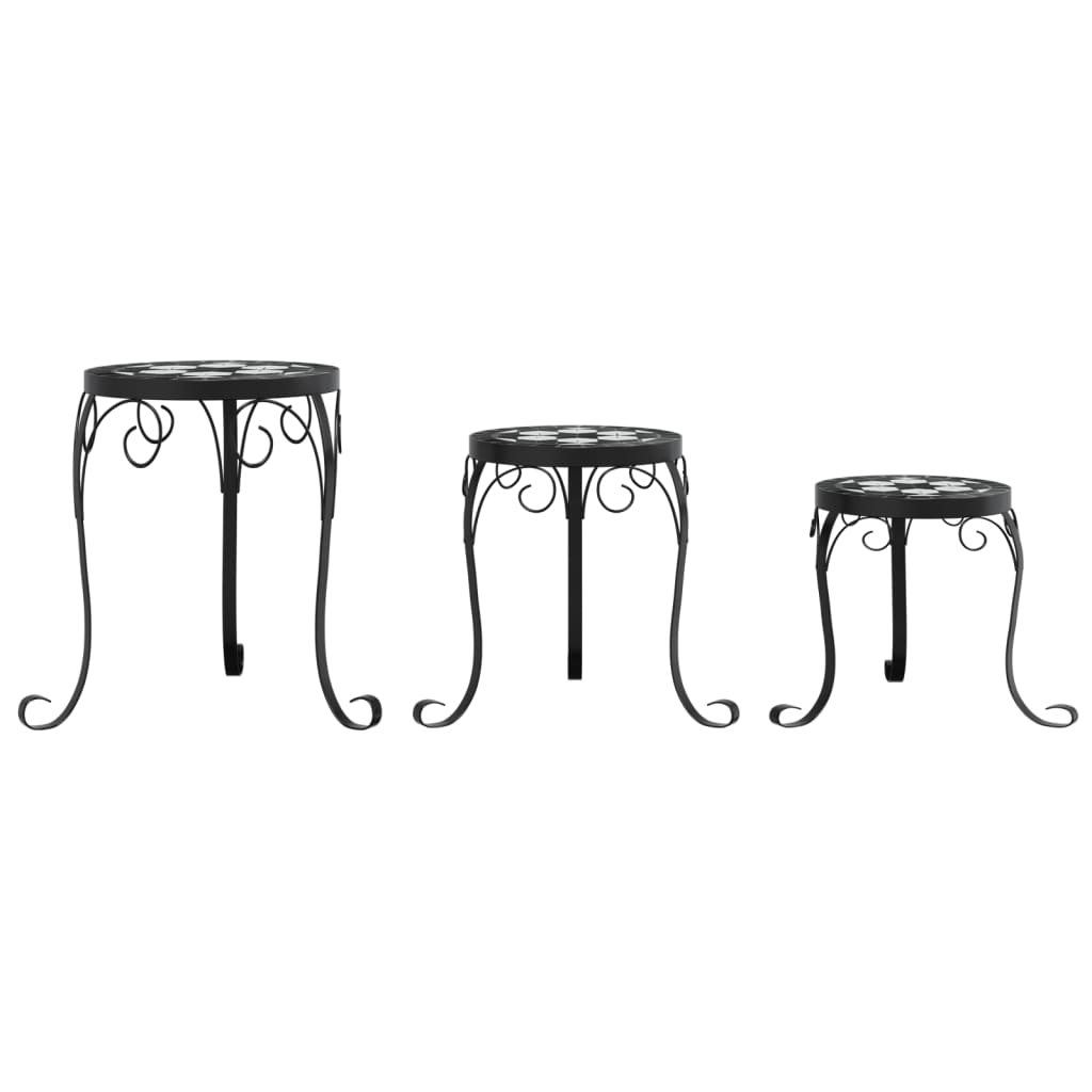 Supports pour plantes 3 pcs noir et blanc céramique