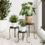 Supports pour plantes 3 pcs noir et blanc céramique