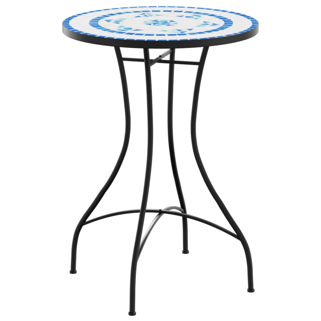 Table de bistro mosaïque bleu et blanc Ø50x70 cm céramique