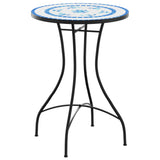 Table de bistro mosaïque bleu et blanc Ø50x70 cm céramique