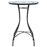 Table de bistro mosaïque bleu et blanc Ø50x70 cm céramique