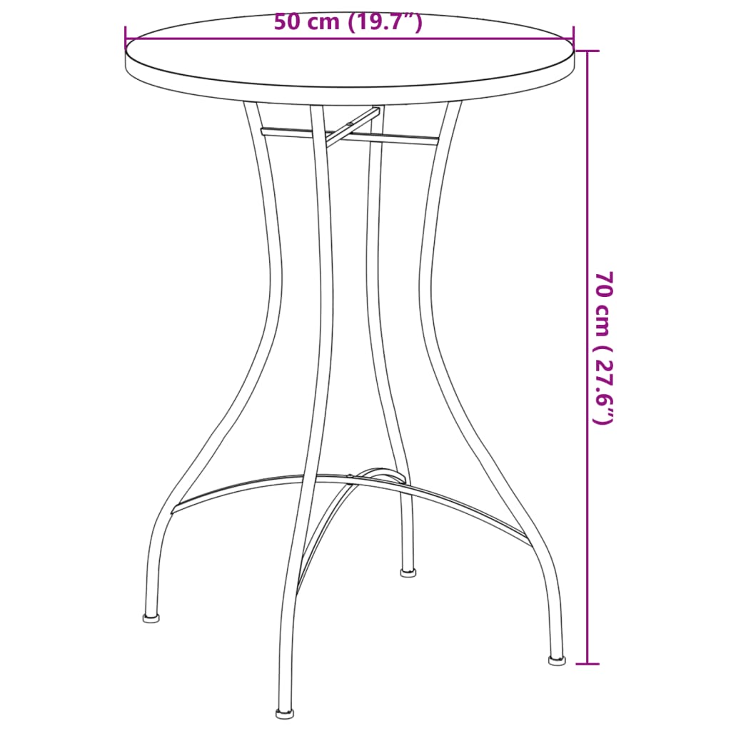 Table de bistro mosaïque noir et blanc Ø50x70 cm céramique