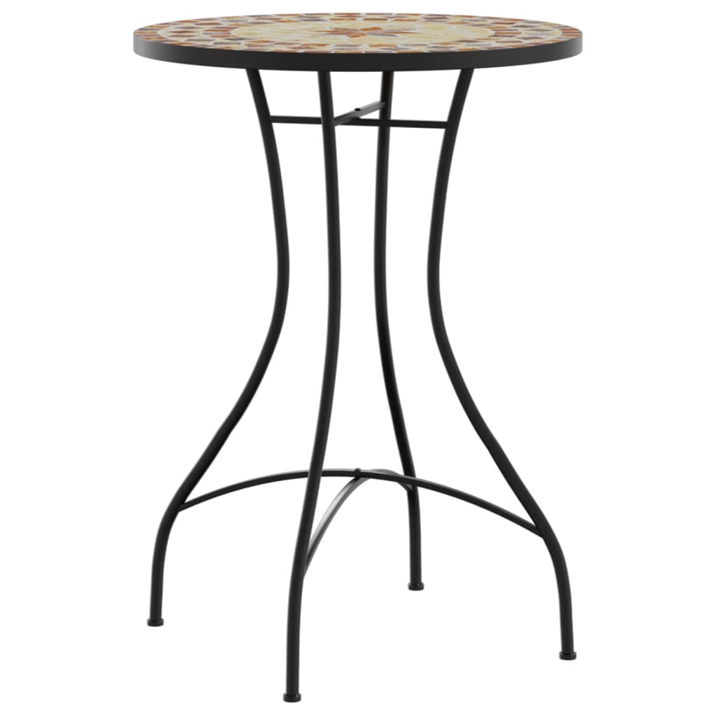 Table de bistro mosaïque terre cuite blanc Ø50x70 cm céramique