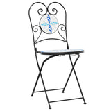 Chaises de bistro pliables lot de 2 bleu et blanc céramique