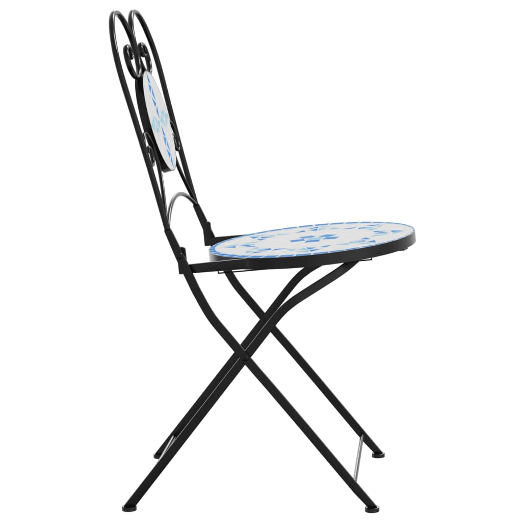 Chaises de bistro pliables lot de 2 bleu et blanc céramique