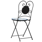 Chaises de bistro pliables lot de 2 bleu et blanc céramique