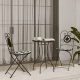 Folding Bistro Chairs Set of 2 Black and White Ceramic