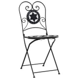 Folding Bistro Chairs Set of 2 Black and White Ceramic