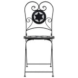 Folding Bistro Chairs Set of 2 Black and White Ceramic