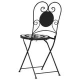 Folding Bistro Chairs Set of 2 Black and White Ceramic