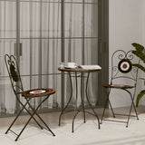 Folding Bistro Chairs Set of 2 Terracotta White Ceramic