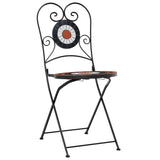 Folding Bistro Chairs Set of 2 Terracotta White Ceramic