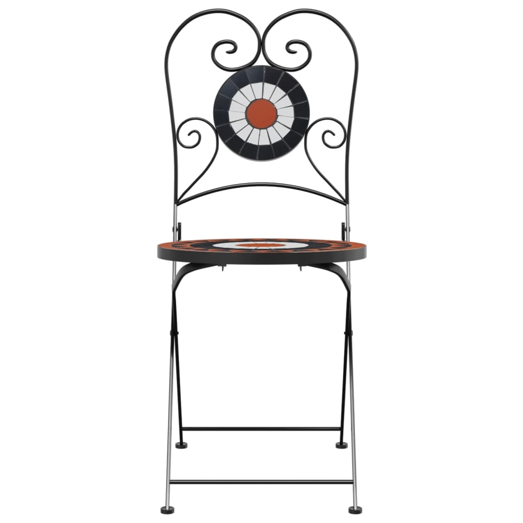 Folding Bistro Chairs Set of 2 Terracotta White Ceramic