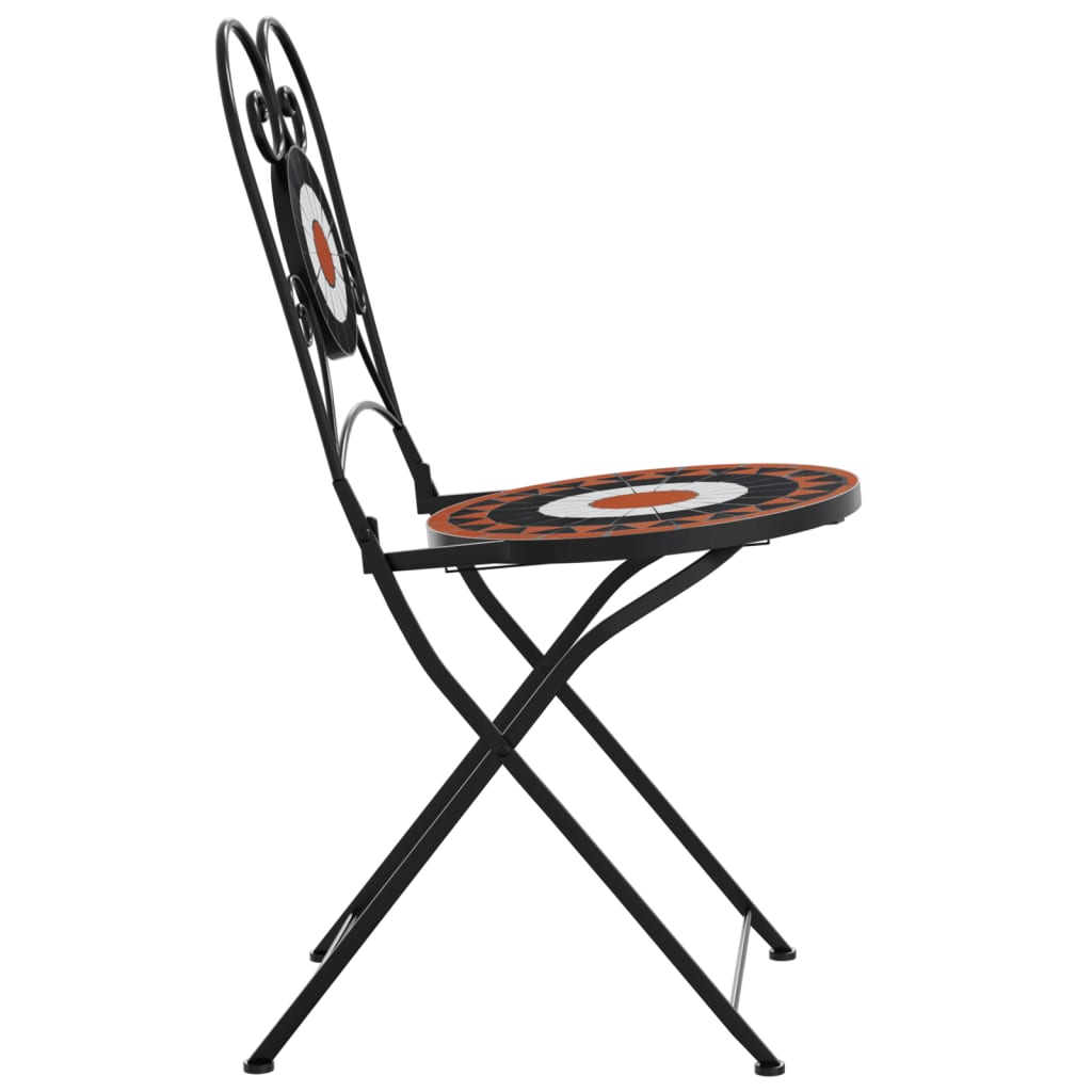 Folding Bistro Chairs Set of 2 Terracotta White Ceramic