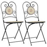 Folding Bistro Chairs Set of 2 Terracotta White Ceramic