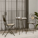 Folding Bistro Chairs Set of 2 Terracotta White Ceramic