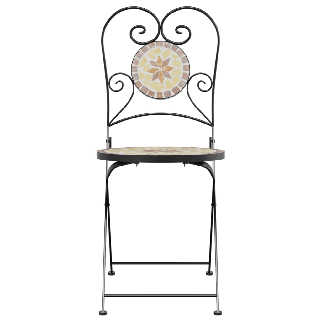 Folding Bistro Chairs Set of 2 Terracotta White Ceramic