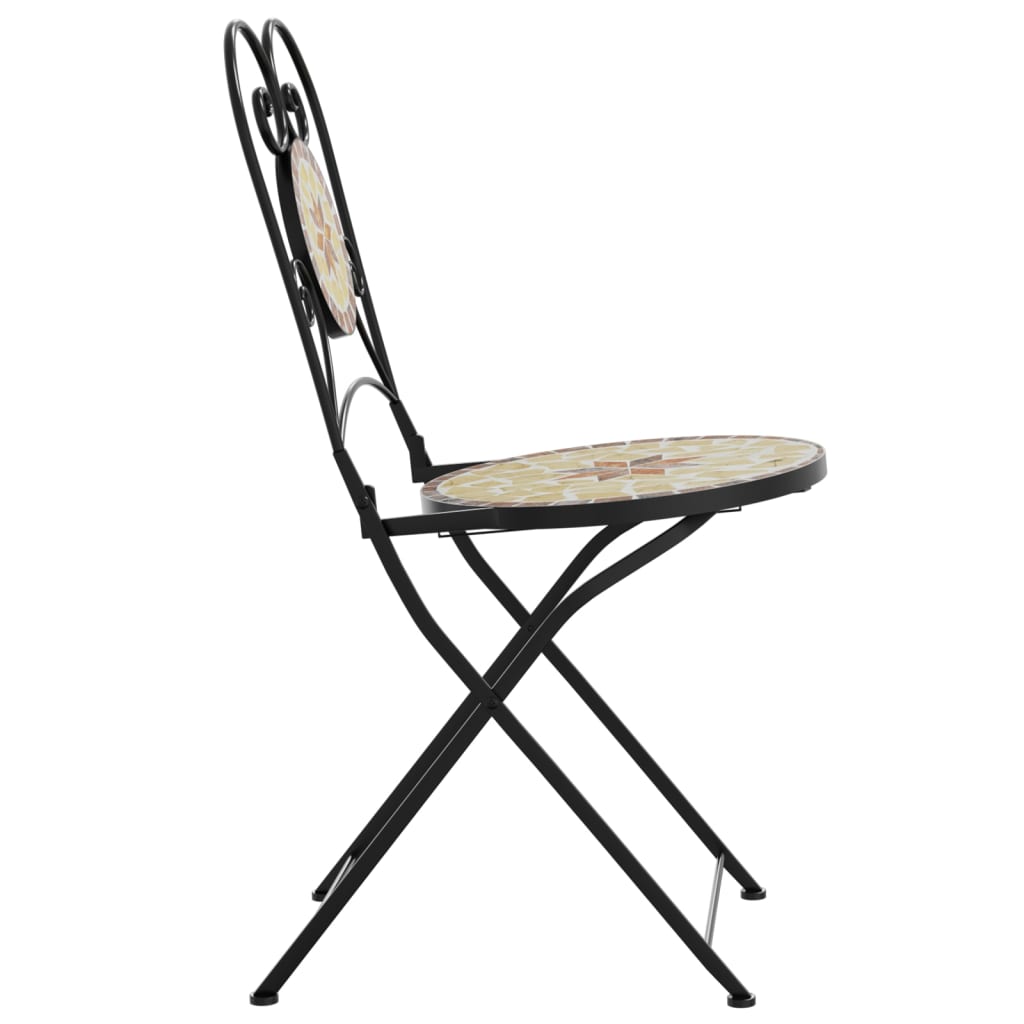 Folding Bistro Chairs Set of 2 Terracotta White Ceramic