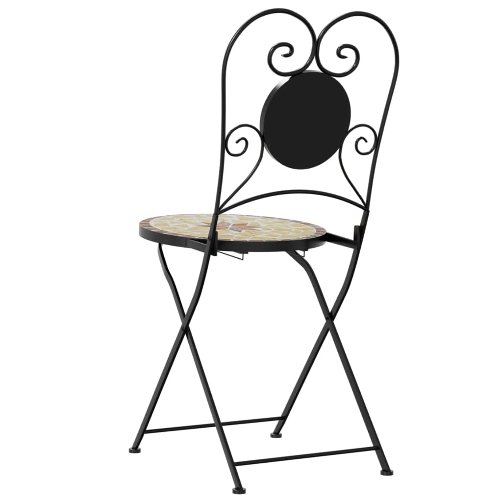 Folding Bistro Chairs Set of 2 Terracotta White Ceramic