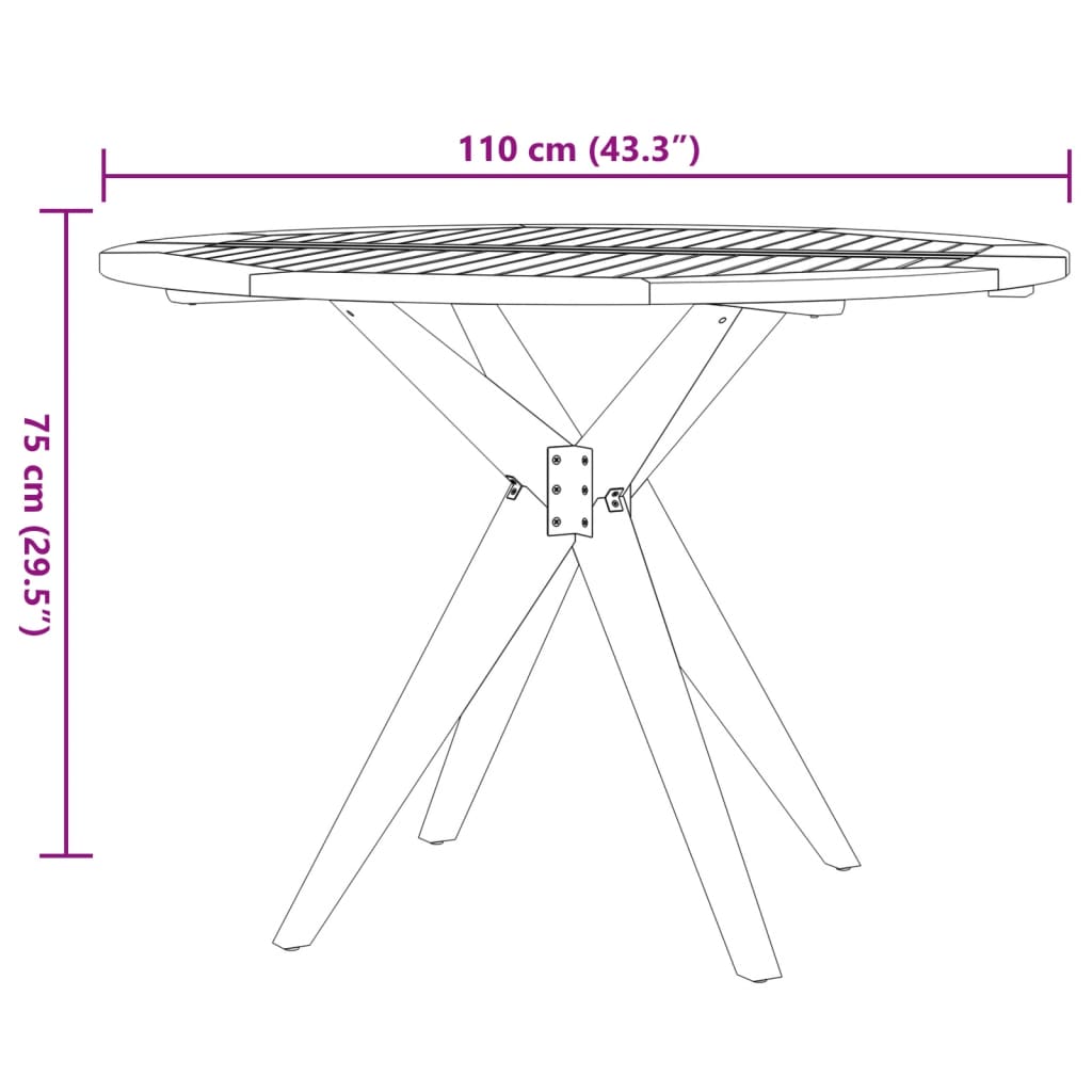 Table de jardin ronde Ø85x75 cm bois d'acacia solide