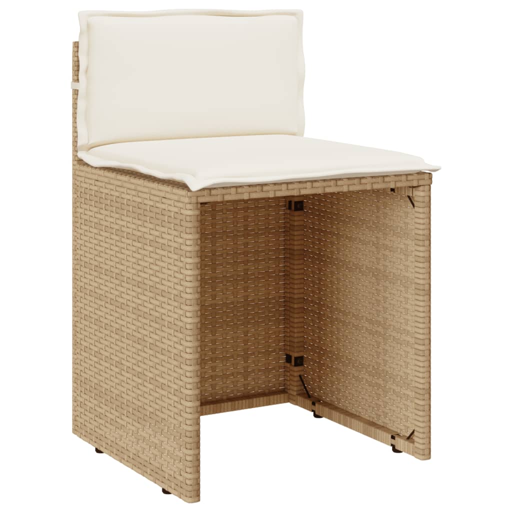 Ensemble de bistro 3 pcs avec coussins beige résine tressée