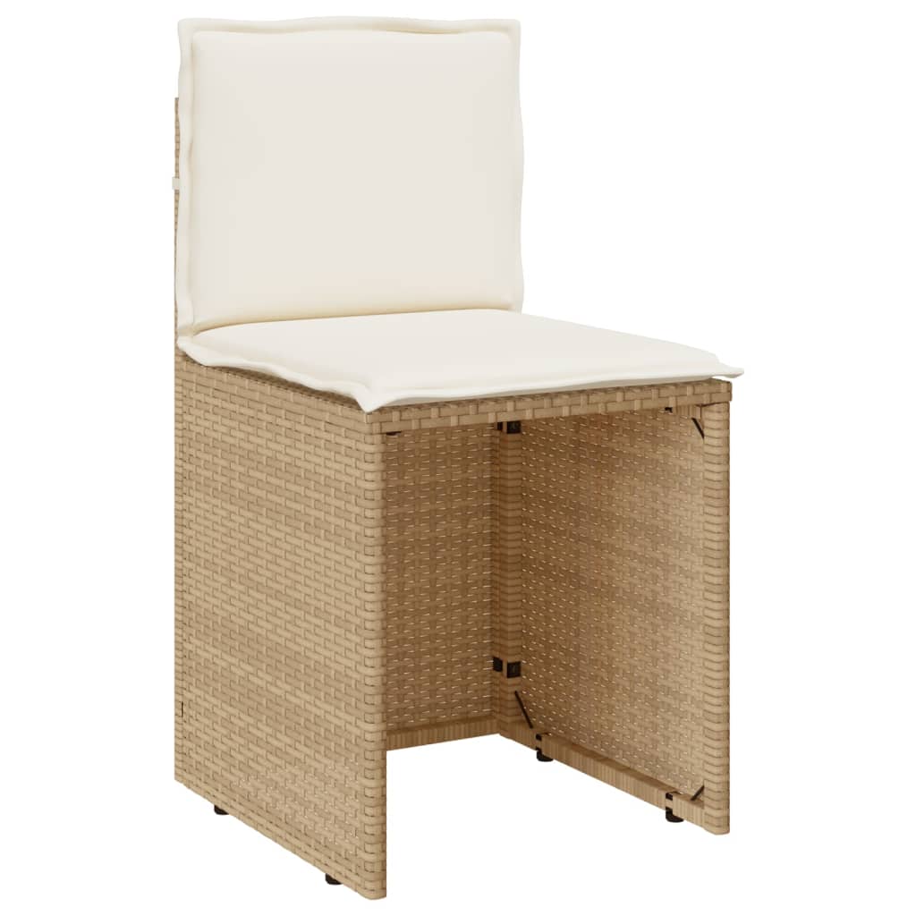 Ensemble de bistro 3 pcs avec coussins beige résine tressée