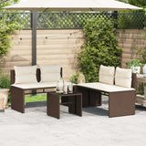 Salon de jardin 4 pcs avec coussins marron résine tressée