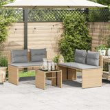 Salon de jardin avec coussins 4 pcs beige résine tressée