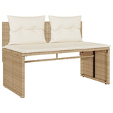 Garden furniture set with cushions 4 pcs beige woven resin