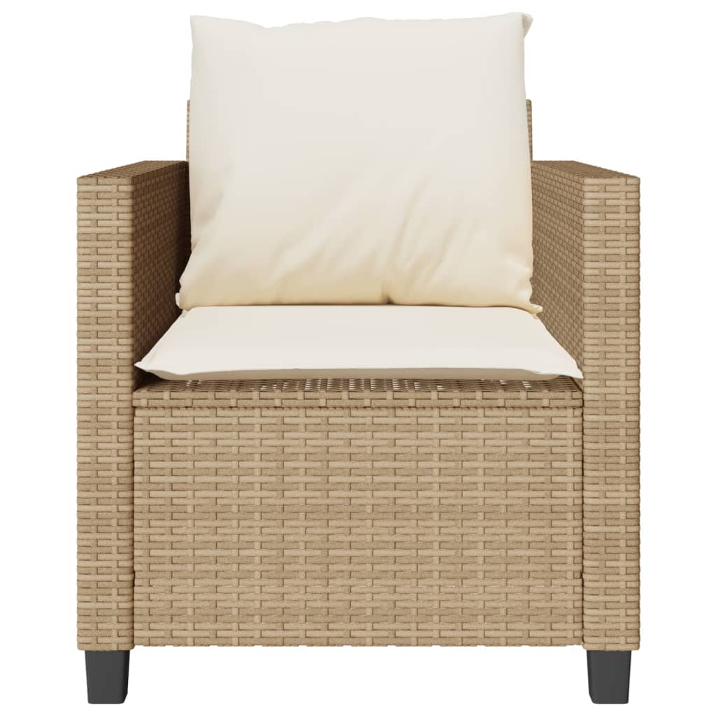 Ensemble de bistro 3 pcs avec coussins beige résine tressée