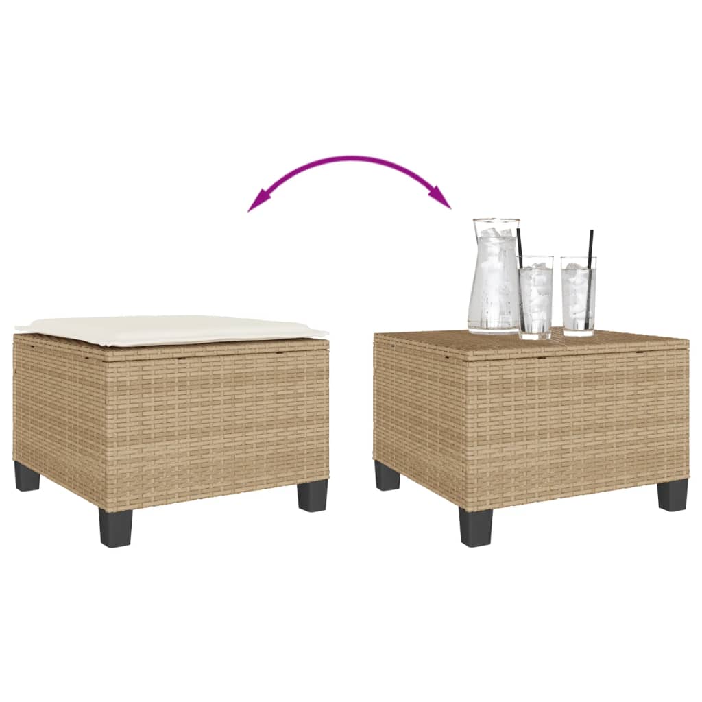 Ensemble de bistro 3 pcs avec coussins beige résine tressée