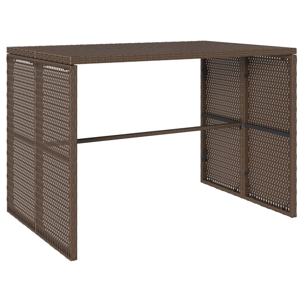 Ensemble à manger de jardin 3 pcs et coussins marron poly rotin