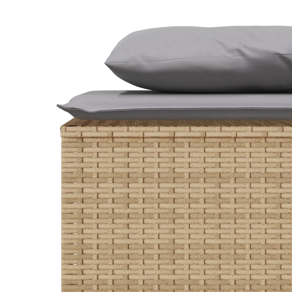 Ensemble à manger de jardin et coussins 3 pcs Beige poly rotin