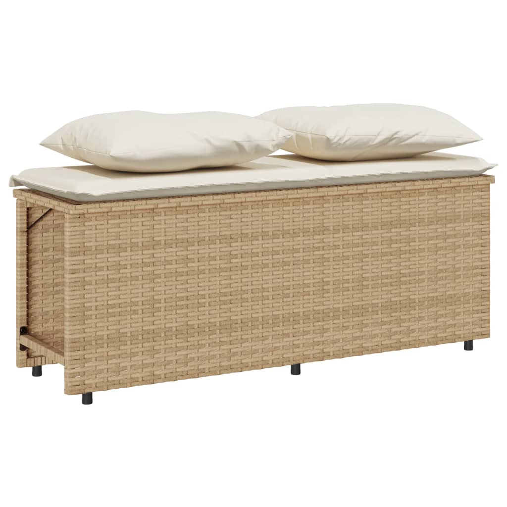 Ensemble à manger de jardin et coussins 3 pcs Beige poly rotin