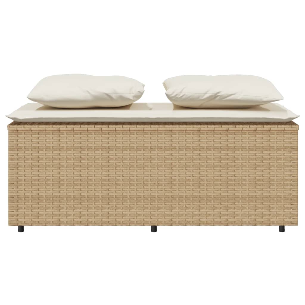 Ensemble à manger de jardin et coussins 3 pcs Beige poly rotin