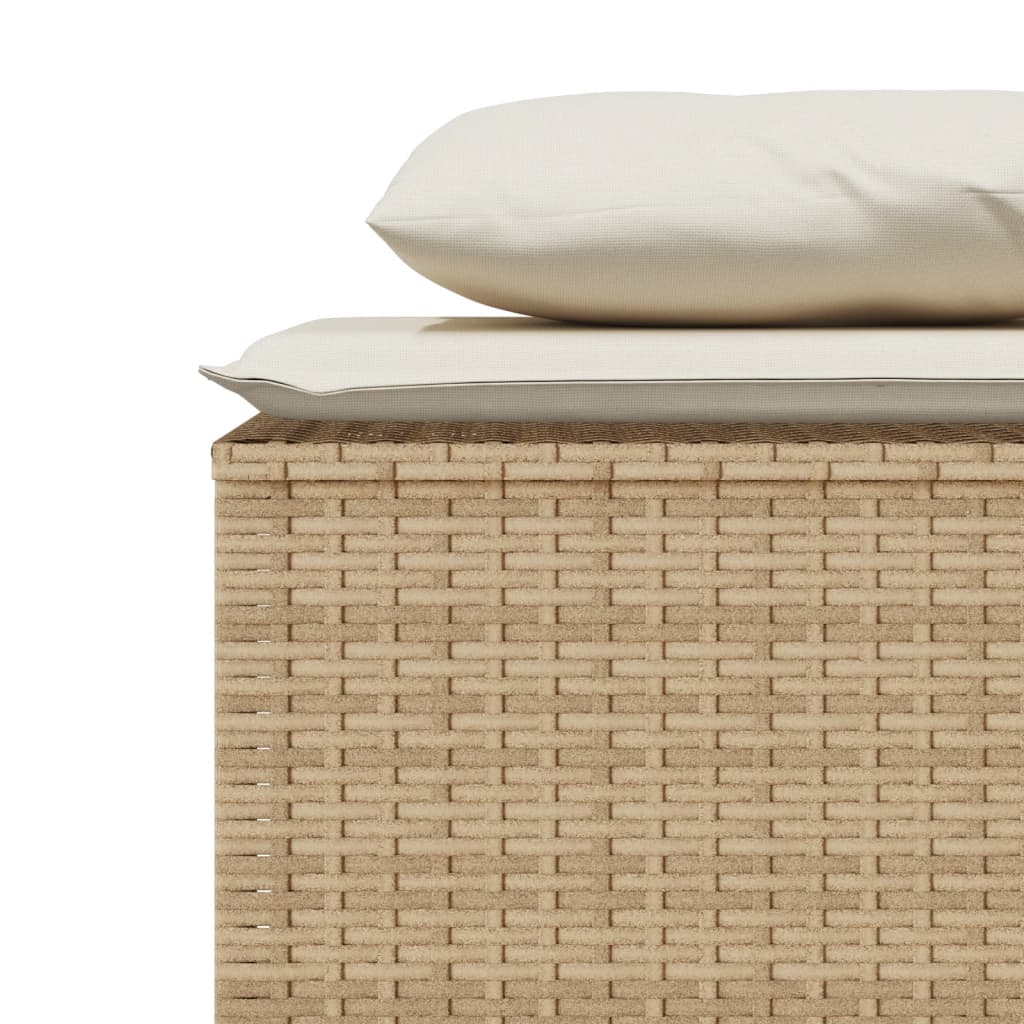 Ensemble à manger de jardin et coussins 3 pcs Beige poly rotin