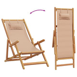 Chaise pliable de plage taupe bois d'eucalyptus massif et tissu