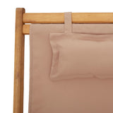 Chaise pliable de plage taupe bois d'eucalyptus massif et tissu