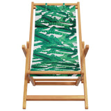 Chaise pliable plage motif de feuilles bois d'eucalyptus/tissu