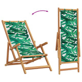 Chaise pliable plage motif de feuilles bois d'eucalyptus/tissu