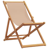 Chaise pliable de plage taupe bois d'eucalyptus massif et tissu