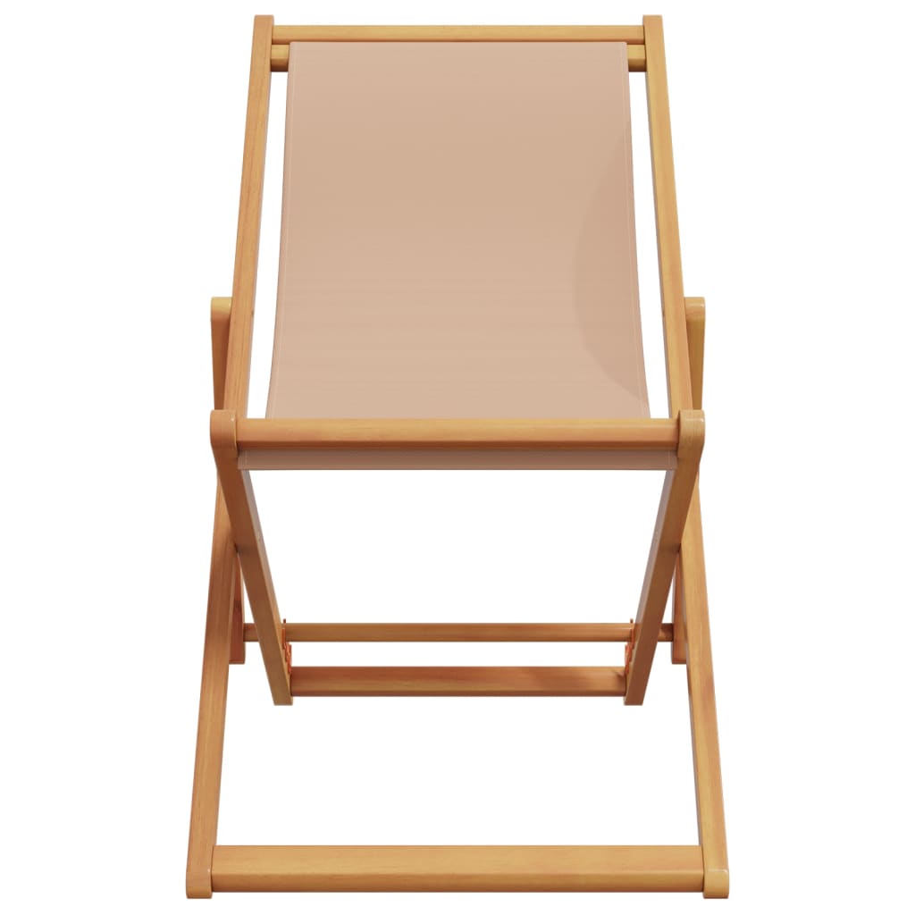 Chaise pliable de plage taupe bois d'eucalyptus massif et tissu