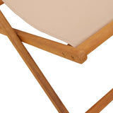 Chaise pliable de plage taupe bois d'eucalyptus massif et tissu