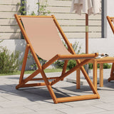 Chaise pliable de plage taupe bois d'eucalyptus massif et tissu