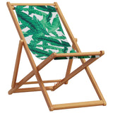 Chaise pliable plage motif de feuilles bois d'eucalyptus/tissu