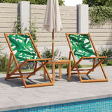 Chaise pliable plage motif de feuilles bois d'eucalyptus/tissu